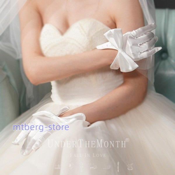 グロープ 蝶結び 手袋 パーティー 発表会 ウェディンググロープ ブライダグローブ アクセサリー 可愛い 結婚式 二次会 ガーデンウエディング glove102 - 画像 (3)