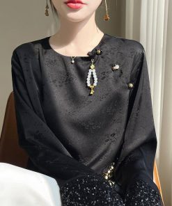 3color シャツ 長袖シャツ レディース サテン