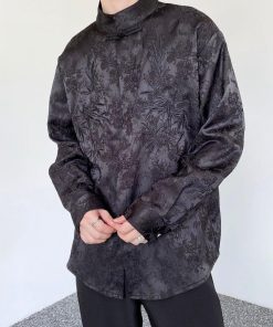 2color トップス 長袖シャツ 男女兼用 メンズ 竹柄 M L XL カジュアル