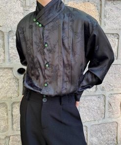 2color 男女兼用 メンズ 花柄 文芸スタイル 白 黒 ホワイト ブラック