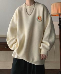 4color ニットトップス 龍 龍柄 男女兼用 メンズ ブラック アプリコット ダークグレー コーヒー色