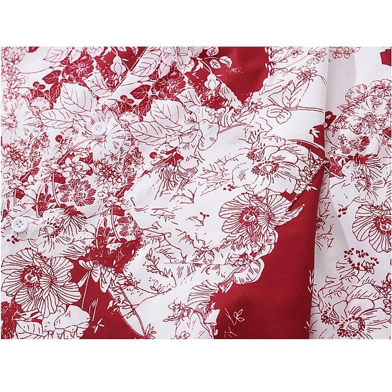 2color トップス 長袖シャツ 男女兼用 メンズ プリント レッド ブラック - 画像 (6)