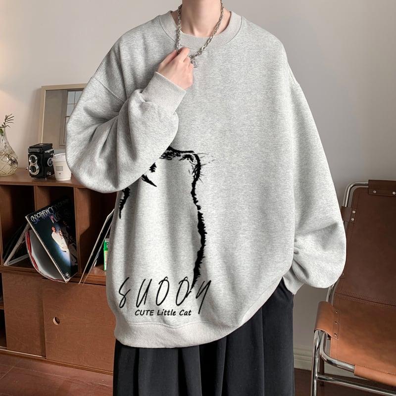 8color 長袖トップス スウェット 男女兼用 メンズ 大きいサイズ 猫 ねこ ネコ 黒 白 青 緑 赤 - 画像 (6)