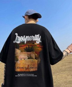 6color トップス 半袖 男女兼用 メンズ 大きいサイズ コットン 油絵風 黒 緑 白