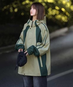 5color アウター 帽子付き 男女兼用 メンズ カジュアル 配色 スポーツ風