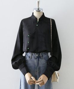 2color シャツ 長袖シャツ 中華服 シンプル 合わせやすい
