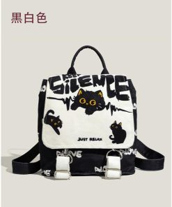 2color リュック リュックサック 猫柄 猫 ねこ ネコ 可愛い ブラック 黒白