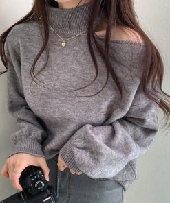 3color ニットトップス ショート丈 レディース グレー ベージュ コーヒー色