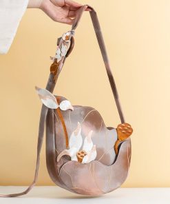 2color ショルダーバッグ 漢元素 蓮の花 グリーン ブラウン