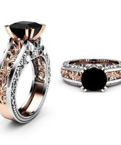 ファッション女性の色の分離ローズゴールド結婚式の婚約花のリング