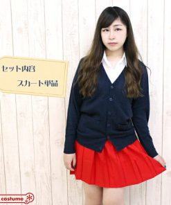1235G■MB【送料無料・即納】 無地プリーツスカート単品 色：赤 サイズ：M/BIG コスプレ 衣装 Teens Ever 膝上丈 ミニ丈 スクール 制服 女子高生 JK 女装