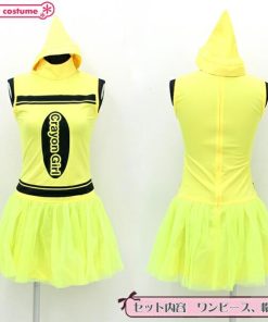 1106D■ML【送料無料・即納】 B品 スカート付きクレヨンレオタード 色：イエロー サイズ：M/L クレヨン擬人化 コスプレ 衣装 仮装 ハロウィン 1000円ポッキリ