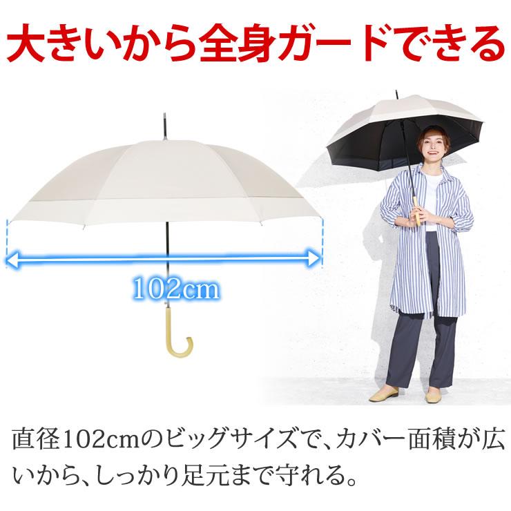 LAD WEATHER 日傘 完全遮光 長傘 晴雨兼用 8本骨 ブラックコーティングで反射光も遮断 大きい102cm uvカット 100 遮光 レディース 雨傘 おしゃれ 軽量 紫外線対策 グッズ - 画像 (7)