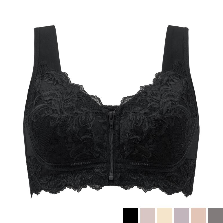 BRADELIS NewYork ブラジャー ノンワイヤー フロントファスナー 接触冷感 吸汗速乾 大きいサイズ 補正 下着 peace QVC ブラデリス すらっと細みえフロントファスナーブラ24 - 画像 (2)