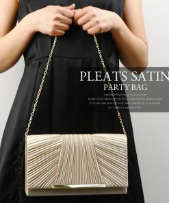 パーティーバッグ 結婚式 黒 クラッチ バッグ レディース 2way 大きめ ゴールド シルバー プリーツサテン パーティバッグ クラッチバッグ 40代 50代 女性
