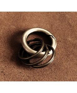 アンティークゴールド 丸型カラビナ キーホルダー（小サイズ）キーリング 丸い ブロンズ 二重カン ベルトループ キーチェーン ナスカン