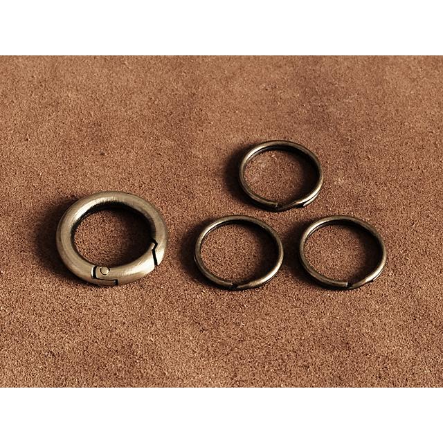 アンティークゴールド 丸型カラビナ キーホルダー(小サイズ)キーリング 丸い ブロンズ 二重カン ベルトループ キーチェーン ナスカン - 画像 (2)