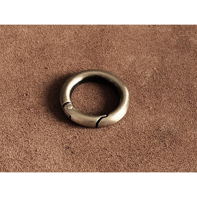 アンティークゴールド 丸型カラビナ キーホルダー(小サイズ)キーリング 丸い ブロンズ 二重カン ベルトループ キーチェーン ナスカン - 画像 (3)