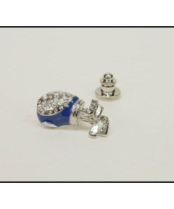 ラペルピン メンズ スワロフスキー ゴルフバッグ Golf 銀×青 ブローチ メンズ用ブローチ ピンブローチ メール便可 ACC21-2501A