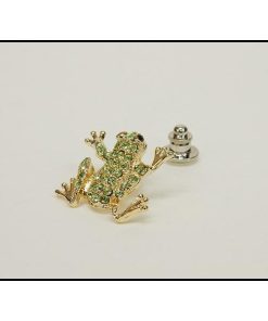 ラペルピン メンズ スワロフスキー カエル 蛙 ゴールド 金 ブローチ メンズ用ブローチ ピンブローチ メール便可 ACC21-2508