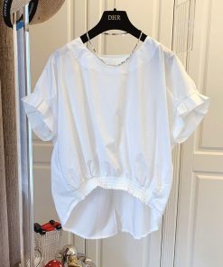 セール ブラウス 半袖 レディース シャツ トップス 切替 カットソー 重ね着 流行り 通勤 春夏 Tシャツ 柔らかい チュニック ふわっと