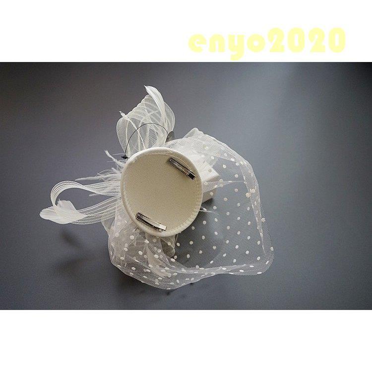 トーク帽 トークハット チュール カクテルハット 花 ヘッドドレス ウェディング 結婚式 パーティー 二次会 女子会 お呼ばれ カチューシャ フェザー 髪飾り - 画像 (6)