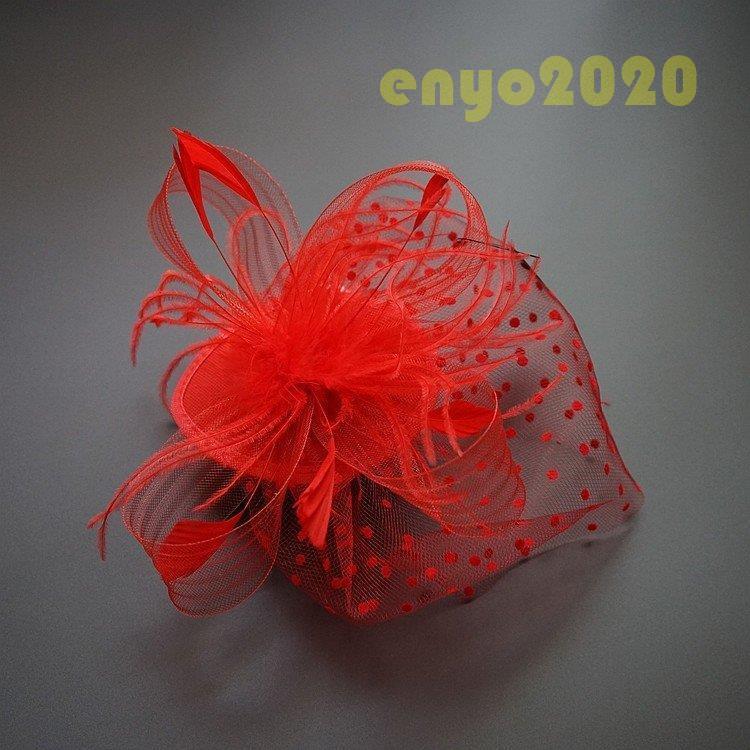 トーク帽 トークハット チュール カクテルハット 花 ヘッドドレス ウェディング 結婚式 パーティー 二次会 女子会 お呼ばれ カチューシャ フェザー 髪飾り - 画像 (7)