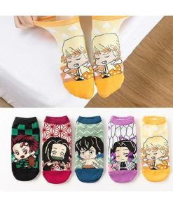 鬼滅の刃 靴下 5足セット ソックス くるぶし靴下 禰豆子 炭治郎 しのぶ 我妻善逸 伊之助 子供用 大人用 可愛い 誕生日 プレゼント