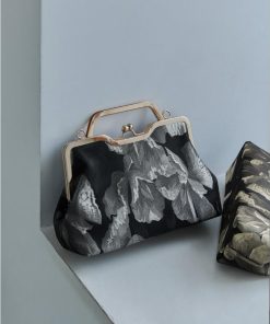 niana フラワージャガードハンドバッグ パーティーバッグ 2way 花柄 がま口 ミニバッグ ショルダーバッグ 肩掛け