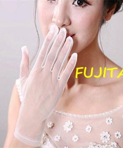 ウエディンググローブ 手袋 チュール 透け感 シースルー レディース 女性 婦人用 ブライダル ショート丈 ウエディング小物 ホワイト ブラック シン