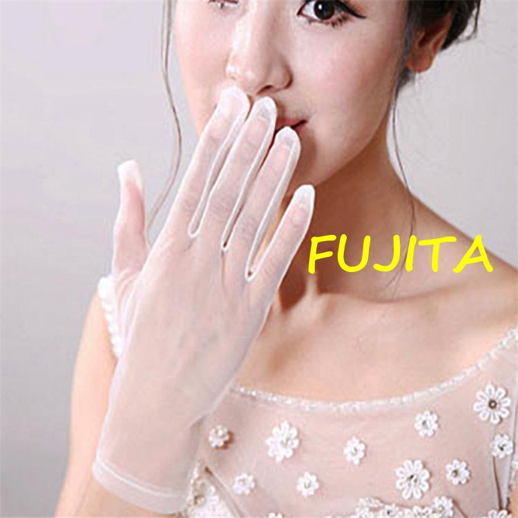 ウエディンググローブ 手袋 チュール 透け感 シースルー レディース 女性 婦人用 ブライダル ショート丈 ウエディング小物 ホワイト ブラック シン