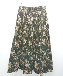 ◇ reca レカ ウエストゴム有 花柄 綺麗めコーデ お姉さん系 ロング フレアー スカート サイズM ブラック レディース E