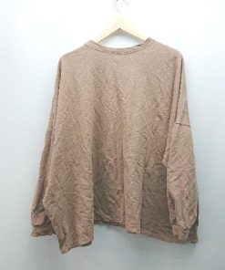 ◇ reca レカ クルーネック 無地 オーバーサイズ 長袖 Tシャツ 表記なし ブラウン レディース E