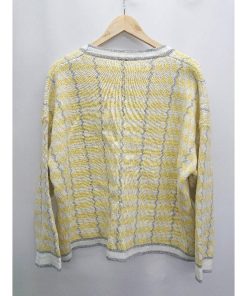 ◇ DAZY デイジー 千鳥格子 ニット 長袖 カーディガン サイズXL イエロー ホワイト レディース P