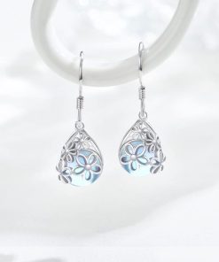 【並行輸入品】デイジー イヤリング ムーンストーン 925 スターリング シルバー フラワー ティアドロップ ダングル イ