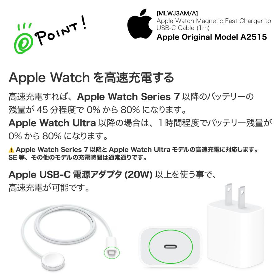 Apple アップル 純正 Watch磁気高速充電 USB-Cケーブル 1m アップルウォッチ Type-C 純正品 タイプC A2515 高速充電 充電器 MLWJ3AM/A 爆買