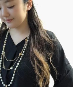 gulamu jewelry 爆買 3連パール ローズ ネックレス エレガント パール ゴールド 上品 小物 ロングネックレス パーティ 二次会 女性 シンプル アクセサリー 結婚式 クラシカル