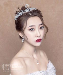 花嫁 ヘッドドレス ティアラ 結婚式 安い 髪飾り 王冠 クラウン ネックレス ブライダル イヤリング 3点セット ステージ 演奏会/二次会/披露宴/発表会