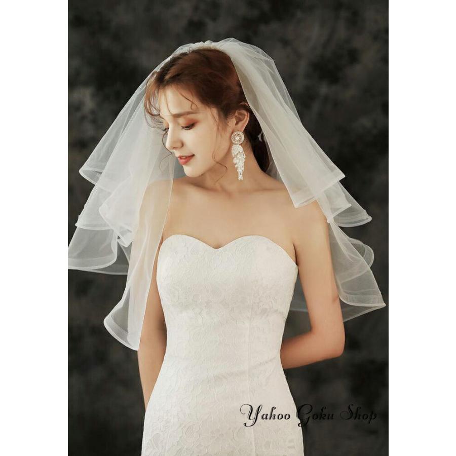 ウエディング ベール【ショート?4層?金属コーム付き】【各層の長さは約40cm/50cm/60cm/70cm】結婚式 Wedding Veil