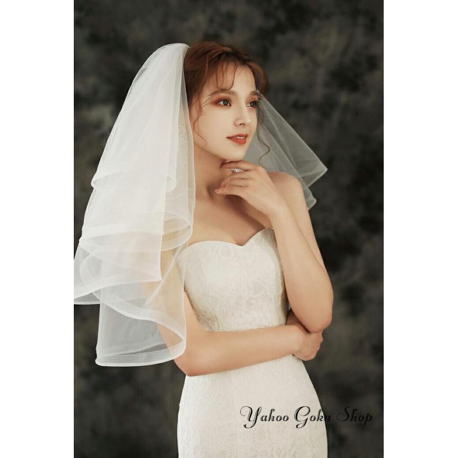 ウエディング ベール【ショート?4層?金属コーム付き】【各層の長さは約40cm/50cm/60cm/70cm】結婚式 Wedding Veil - 画像 (2)