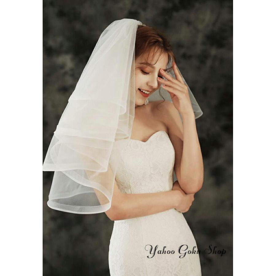 ウエディング ベール【ショート?4層?金属コーム付き】【各層の長さは約40cm/50cm/60cm/70cm】結婚式 Wedding Veil - 画像 (3)