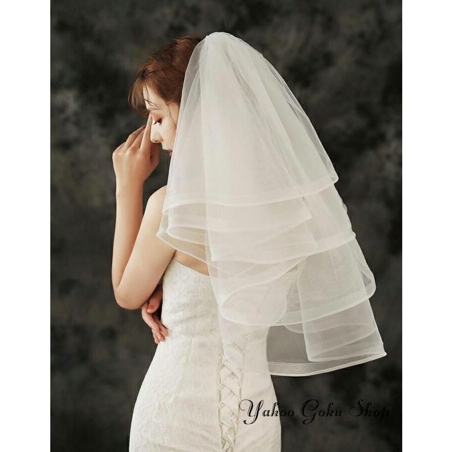 ウエディング ベール【ショート?4層?金属コーム付き】【各層の長さは約40cm/50cm/60cm/70cm】結婚式 Wedding Veil - 画像 (4)
