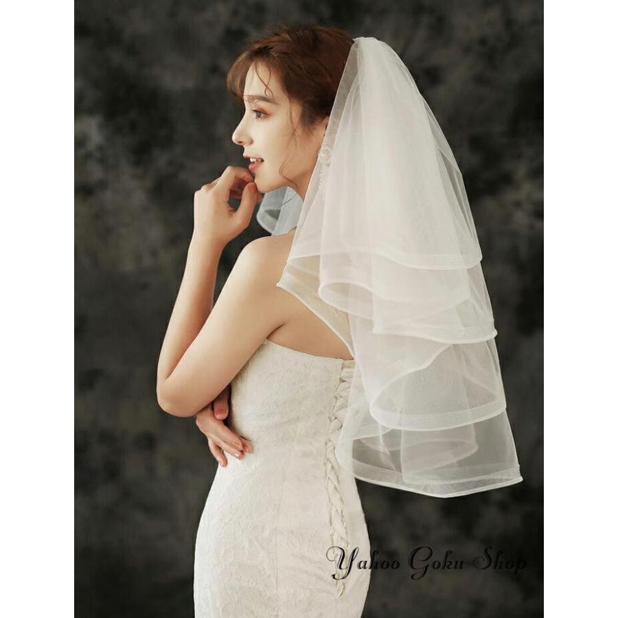 ウエディング ベール【ショート?4層?金属コーム付き】【各層の長さは約40cm/50cm/60cm/70cm】結婚式 Wedding Veil - 画像 (5)