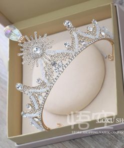 クラウン 花嫁 ヘッドドレス 結婚式 安い ウエディング ティアラ 演奏会 ブライダル 髪飾り パーティー 王冠 二次会 ヘアアクセサリー 発表会 ゴールド