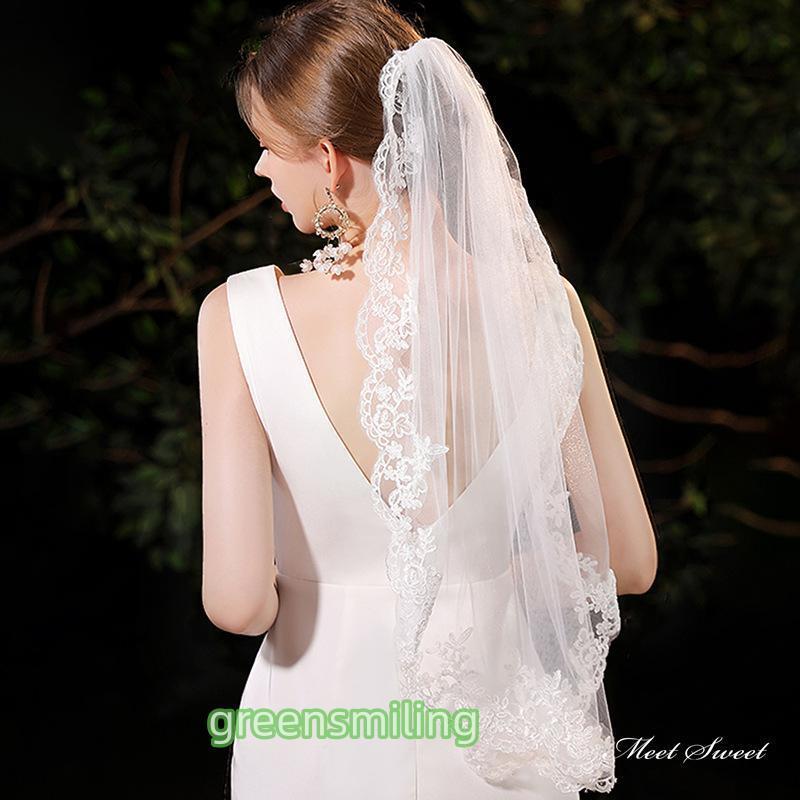 ウェディングベール コーム付き ミドルベール ミディアムベール レース コーム エレガント レストラン優雅 ウエディングベール 結婚式 花嫁 二次会 ウエディング - 画像 (2)