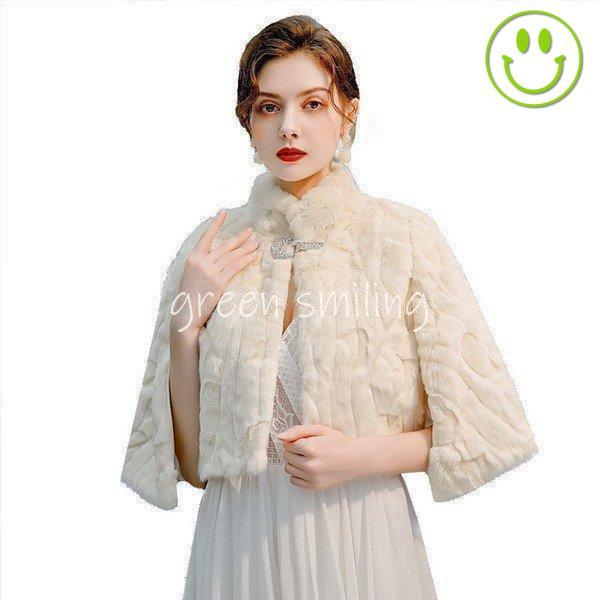 秋冬 防寒ボレロ コート かわいいボレロ 結婚式 ボレロ フォーマル パーティードレスにぴったり お呼ばれ マント ポンチョpj079 - 画像 (3)