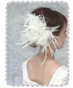 リトルムーン ヘッドドレス Blanc Beaute コーム ルヴィア お花モチーフ フェザー ブランボーテ　ヘアアクセサリー