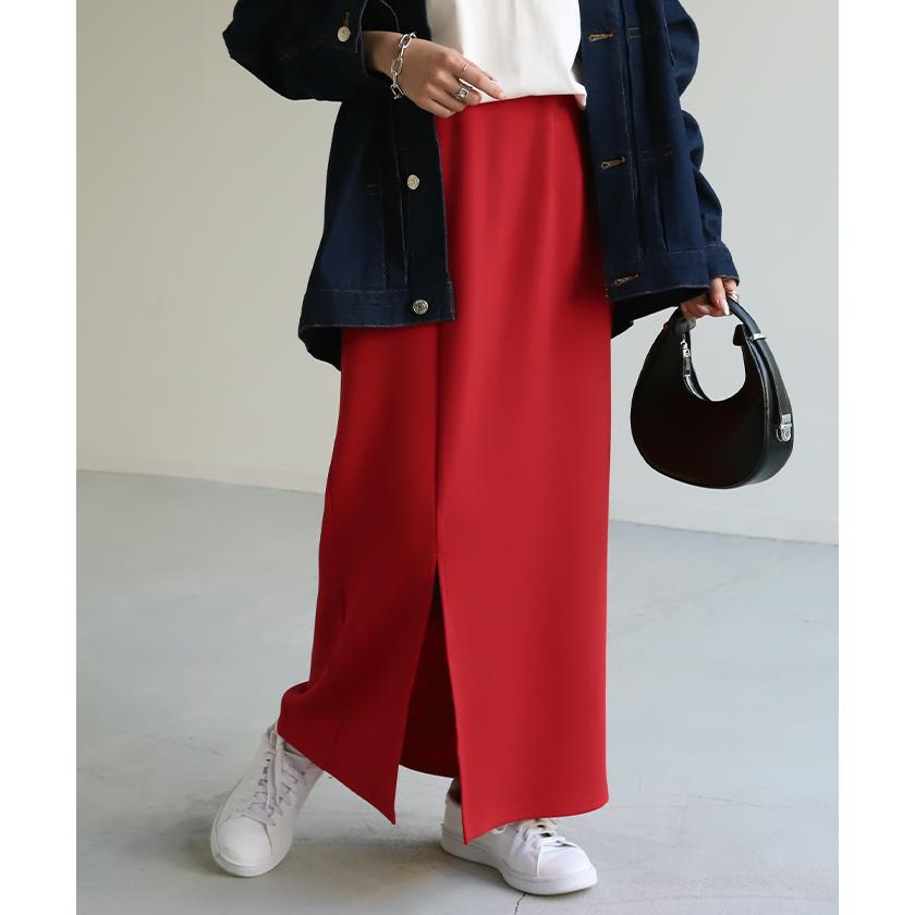 HUG.U スカート タイトスカート レディース ボトムス ポンチスカート ロングスカート マキシスカート ジャージー - 画像 (6)