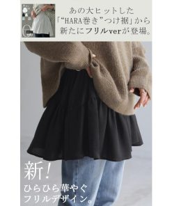 HUG.U 付け裾 レイヤード レディース 重ね着風 フリル シフォン つけ裾 着け裾 重ね着 レイヤードシャツ ブラウス Tシャツ ラウンド インナー フェイクレイヤード