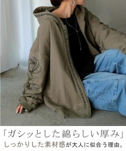 HUG.U パーカー 刺繍 レディース スウェット スポーティー アウター トップス プルオーバー フードパーカー フード